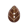 Single ebony wood button in leaf shape for elegant clothing accents - Color 45 / 20mm