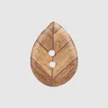 Handcrafted leaf-shaped ebony wood button with natural grain and two-hole design for clothing - Color 42 / 20mm