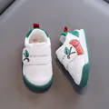 Cute white toddler walking shoes with cartoon cherry pattern and green non-slip soft sole - Cherry Style / Size 16 (Inner Length 12.5cm) / Green