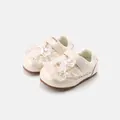 Off-white toddler girl sneakers with lace bow detail for ages 10 months to 3 years - Size 16 (Inner Length 12.5cm) / Beige
