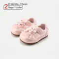 Pink lace toddler sneakers with bow decoration for girls 10 months to 3 years old. - Size 16 (Inner Length 12.5cm) / Pink