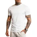 Men's athletic white crew neck T-shirt breathable quick dry fabric for fitness gym - S / Tops / White