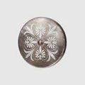 Floral engraved black mother of pearl shell button for luxury clothing accessories - Vintage Floral Totem (09# Color) / 13.0mm
