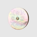 Iridescent white mother of pearl shell button with a detailed engraved floral pattern - Royal Scroll Floral (47# Color) / 13.0mm