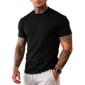 Premium men's athletic slim-fit quick-dry breathable black crew neck sports T-shirt - S / Tops / Black