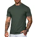 Premium breathable quick-dry men's crew neck fitness T-shirt in stylish dark green - Army Green