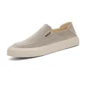 Men's minimalist low-top slip-on canvas sneakers in khaki with durable rubber sole - Khaki (26147)