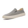 Minimalist grey canvas slip-on loafers for men with retro plain design - Gray Green (26147)