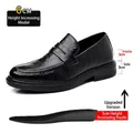 Mocassini classici da uomo in pelle nera con soletta interna rialzata di 6 cm nascosta - 6cm Aumento Altezza