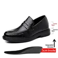 Mocassini rialzati in pelle nera per uomo con aumento di altezza nascosto di 8 cm - Aumento 8cm