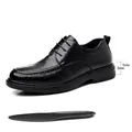 Klassische schwarze Herren-Business-Lederschuhe mit 3cm flacher Sohle und Innensohle - Flacher Boden Stil