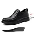 Schwarze Herren Business-Schuhe mit 5 cm Erhöhungseinlegesohle, 8 cm Gesamtlift - 8cm Unsichtbare Erhöhung