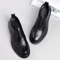 Klassische schwarze strukturierte Herren-Business-Schuhe aus Leder im Vintage-Stil - 38 / Klassischer/Vier Jahreszeiten Stil / Ganzjahres-Schwarz