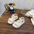 Princess style cream white girl's sandals with delicate lace bows and pearls - 26 (Inner Length 16.5cm) / Off White