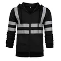 Herren Outdoor Kapuzenjacke in Schwarz mit grauen Reflektorstreifen - Schwarz