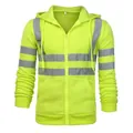 Herren Warnschutz-Hoodie in Neongelb mit Reflexstreifen und Reißverschluss für Outdoor - Fluoreszierendes Grün