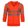 Warnweste Herren Hoodie in Orange mit reflektierenden Streifen und durchgehendem Reißverschluss - Orangerot