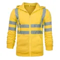 Gelber reflektierender Sicherheits-Hoodie für Herren, ideal für Wandern und Nachtaktivitäten - Neongelb