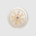 Hochwertiger Perlmuttknopf aus weißer Perlmuschel mit goldenem Sonnenstrahl-Muster - 13.0mm (20L) / Perlweiß
