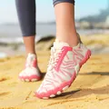 Breathable quick-dry minimalist water shoes with pink pattern for beach and swimming - 36 / Beige Red