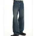 Men's vintage washed blue wide-leg denim jeans with a relaxed straight fit - S / Bottoms / Vintage Blue