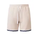 Pantaloncini casual da uomo beige in maglia waffle con elegante bordo geometrico - Kaki