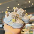 Toddler breathable mesh sneakers with soft non-slip soles and a cute yellow bear charm - Size 17 (Inner Length 12.5cm) / Blue