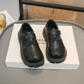 Scarpe classiche in pelle nera stile inglese per bambini con chiusura a strappo - Taglia 26-31 / Lotto da 6 paia / Nero
