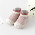 Scarpine primi passi in maglia rosa per neonati con suola in gomma morbida antiscivolo. - Lunghezza Interna 11 / Rosa chiaro