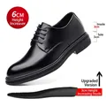 Schwarze klassische Business-Lederschuhe für Herren mit 6cm Erhöhungseinlegesohle - 37 / Schwarz 6cm Höhenvergrößerung
