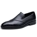 Schwarze formelle Herrenschuhe aus Leder mit Krokoprägung und rutschfester Sohle - 38 / Schwarz