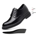 Professional black formal elevator shoes with 5cm height increasing insole for men - Black 8cm Height Increasing
