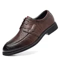Chaussures en cuir formelles pour hommes marron vintage avec un design ajouré - 37 / Marron (Ajouré)