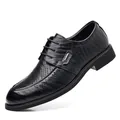 Chaussure habillée en cuir noir perforé pour homme, style business casual - 37 / Noir Ajouré