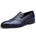 Elegante Herren-Business-Slipper aus Leder mit blauem Krokodilmuster und Antirutschsohle - 38 / Blau