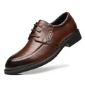 Klassische braune Derby-Schuhe aus Leder für Herren mit eleganter spitzer Kappe - Braun