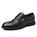 Klassische schwarze Derby-Schuhe für Herren mit Brogue-Lochmuster für formelle Anlässe - Hohl Schwarz