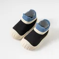 Soft sole infant baby walker shoes for indoor use featuring non-slip black and blue knit - Internal Length 11.5cm / Black (F112)