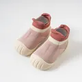 Pink knit baby walking shoes with soft non-slip soles for infants and toddlers - Internal Length 11.5cm / Pink (F112)