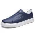 Mocasines de cuero azul marino para hombre con suelas blancas suaves y transpirables - 38 / Mocasines (Z8899) / Azul
