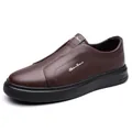 Mocasines elegantes para hombre de cuero marrón con suela de goma negra suave y antideslizante - 38 / Mocasines (Z8899) / Marrón