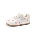Scarpe da ginnastica bianche per bambine stile balletto con ricami floreali rosa. - Taglie 22-26 Confezione all'Ingrosso / rosa chiaro