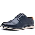 Elegantes zapatos Brogue clásicos azul marino para hombre con suela de goma suave - 40 / Azul