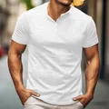Vista detallada de camiseta Henley vintage blanca para hombre con tejido de flamé. - S / Tops / Blanco