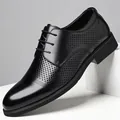 Scarpe stringate uomo nere in pelle traspirante con design traforato professionale - 37 / Stile Traforato (1820-1) / Nero Intagliato
