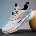 Zapatillas de running ultraligeras de malla para hombre con detalles en azul y naranja - 38 / Blanco Naranja