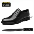 Zapatos de vestir para hombre en cuero negro perforado con suela plana cómoda de 3 cm - 37 / Negro Calado