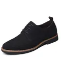 Premium klassieke zwarte suède herenschoenen met veters, een ronde neus en een bruine zool - 38 / Zwart (Y5561)