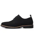 Premium men's black suede lace-up casual derby shoes featuring a classic round toe - Black