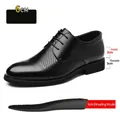 Zapatos de vestir negros transpirables para hombre con elevación total de 6 cm. - 37 / Negro Calado Aumento de Estatura
